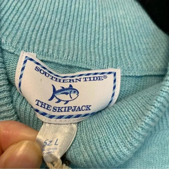 NWT Southern Tide  blue quarter zip cotton sweater - Picture 4 of 8